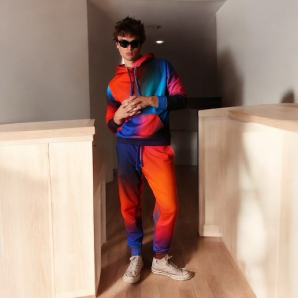 BruceGlen Unisex Sauce Red Ombré Sweatpants 
Genderless Aurora Borealis